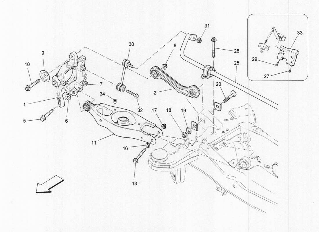 maserati qtp. v6 3.0 tds 275bhp 2017 diagrama de piezas de la suspensión trasera