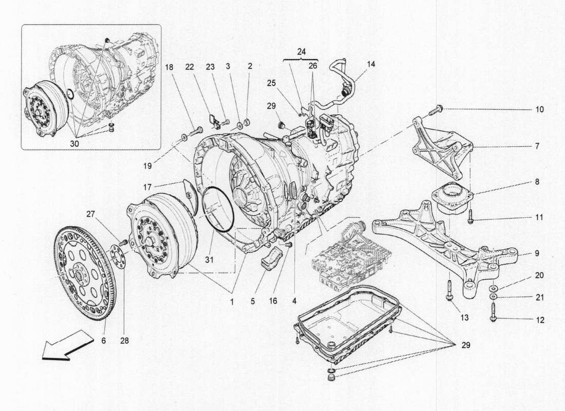 maserati qtp. v6 3.0 bt 410bhp 2015 diagrama de piezas de la caja de cambios
