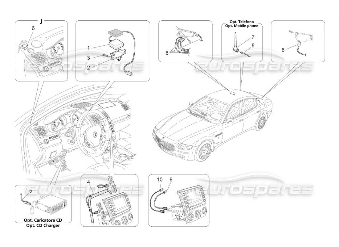 maserati qtp. (2007) 4.2 f1 sistema de recepción y conexión diagrama de piezas