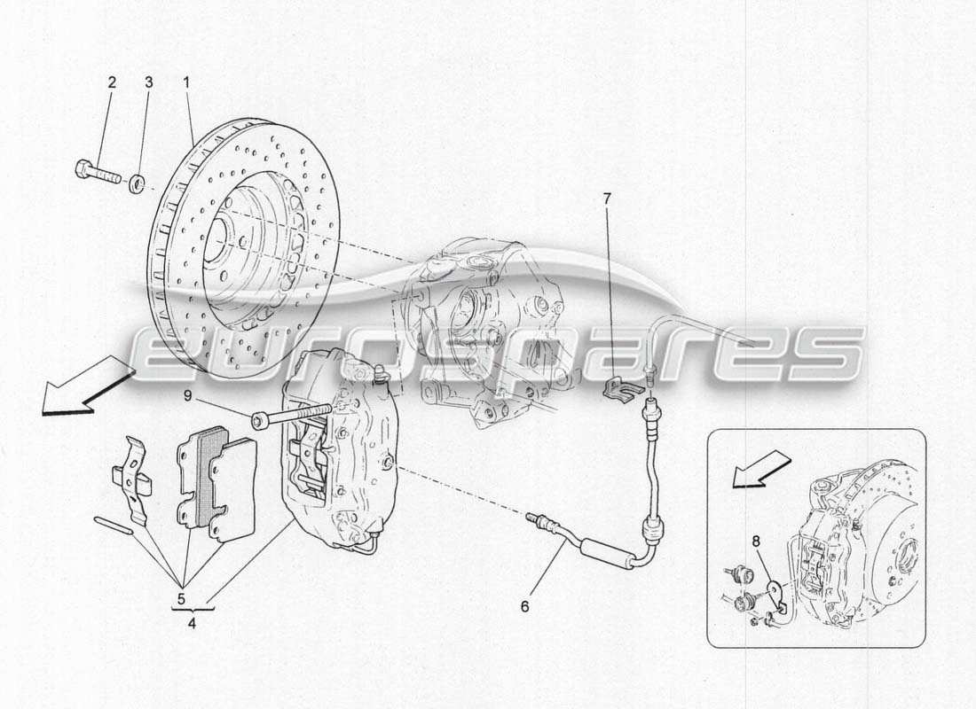 maserati grancabrio mc centenario sistema de frenado trasero diagrama de piezas