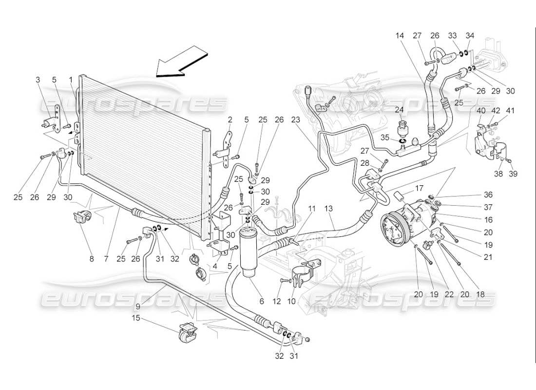 maserati qtp. (2007) 4.2 f1 unidad a c: diagrama de piezas de los dispositivos del compartimento del motor