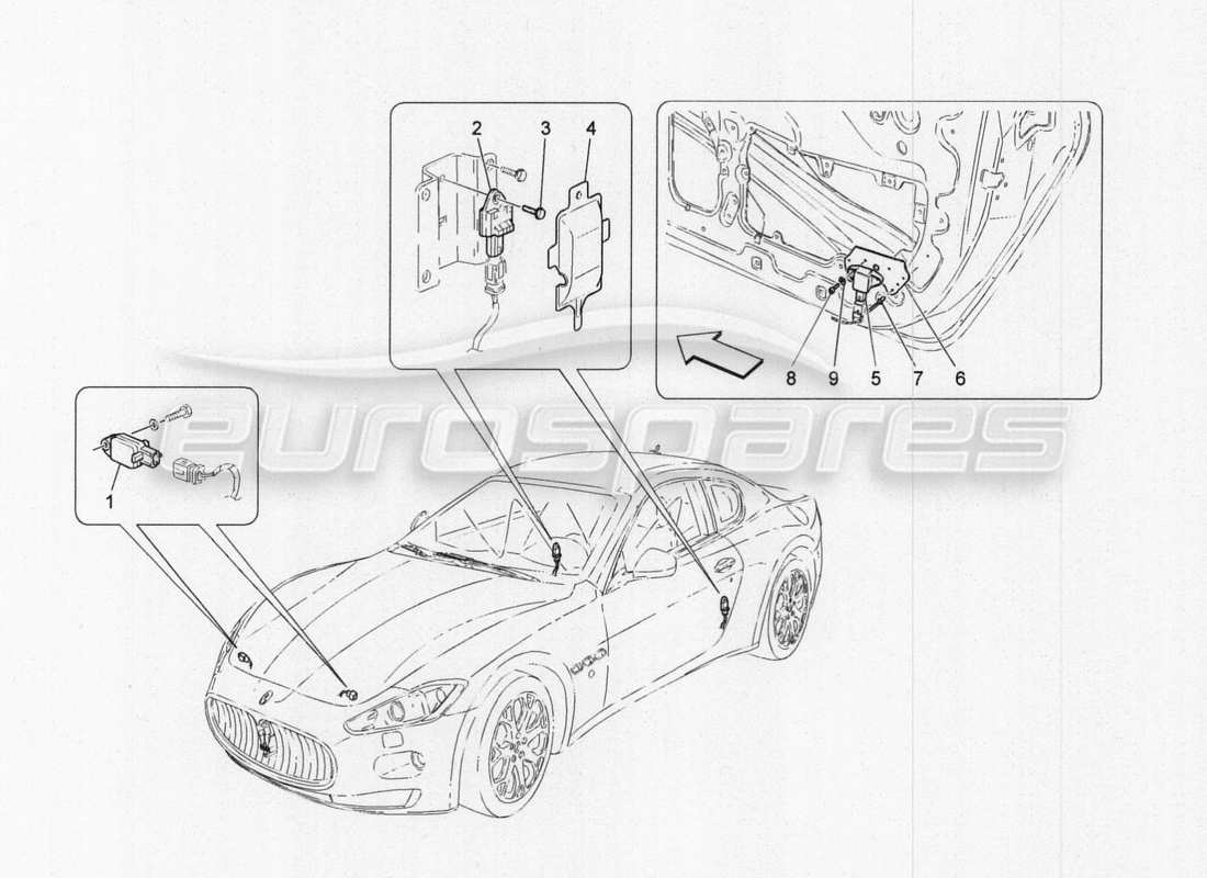 maserati granturismo special edition diagrama de piezas de los sensores de colisión