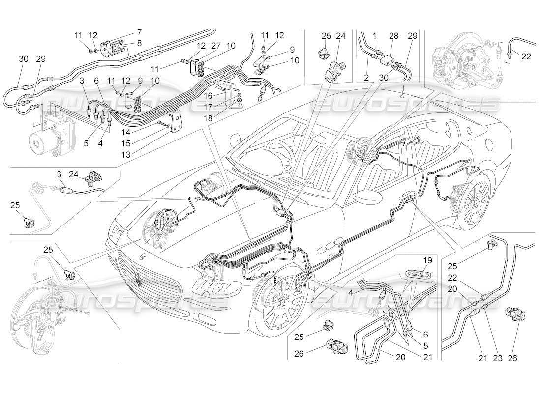 maserati qtp. (2010) 4.2 auto diagrama de piezas de los dispositivos de frenado en las ruedas traseras