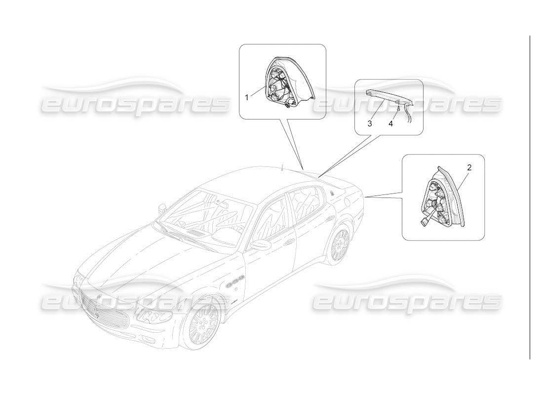 maserati qtp. (2007) 4.2 auto diagrama de piezas de los grupos de luces traseras