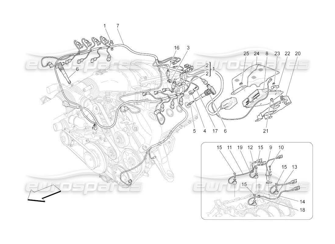 maserati qtp. (2010) 4.2 auto control electrónico: diagrama de piezas de control de sincronización del motor y inyección