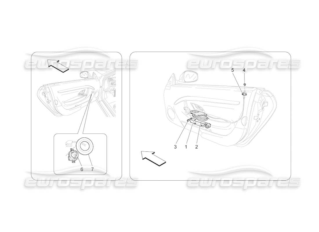 maserati grancabrio (2011) 4.7 diagrama de piezas de dispositivos de puerta