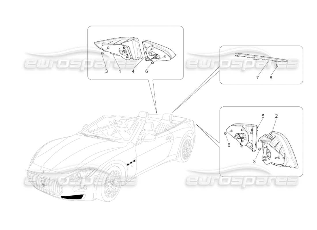 maserati grancabrio (2011) 4.7 diagrama de piezas de los grupos de luces traseras