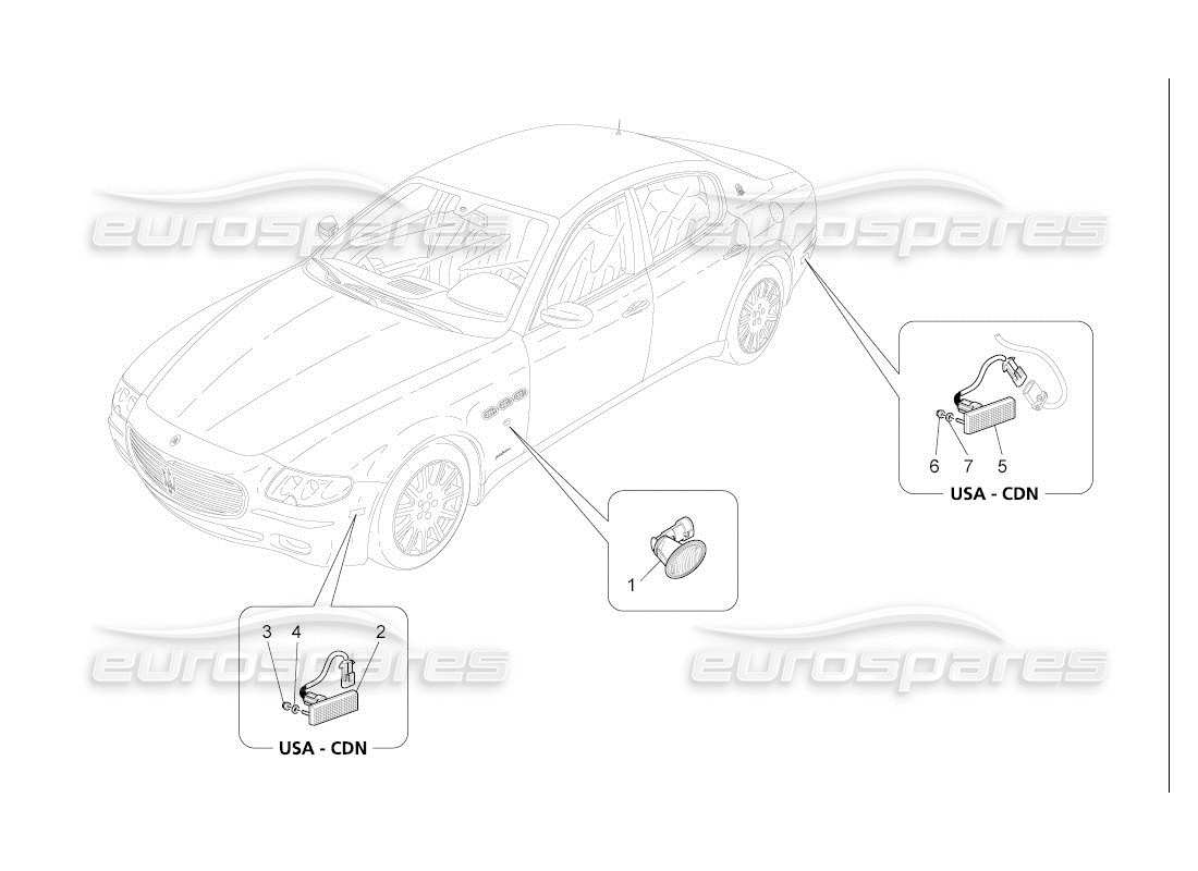 maserati qtp. (2007) 4.2 auto diagrama de piezas de los grupos de luces laterales