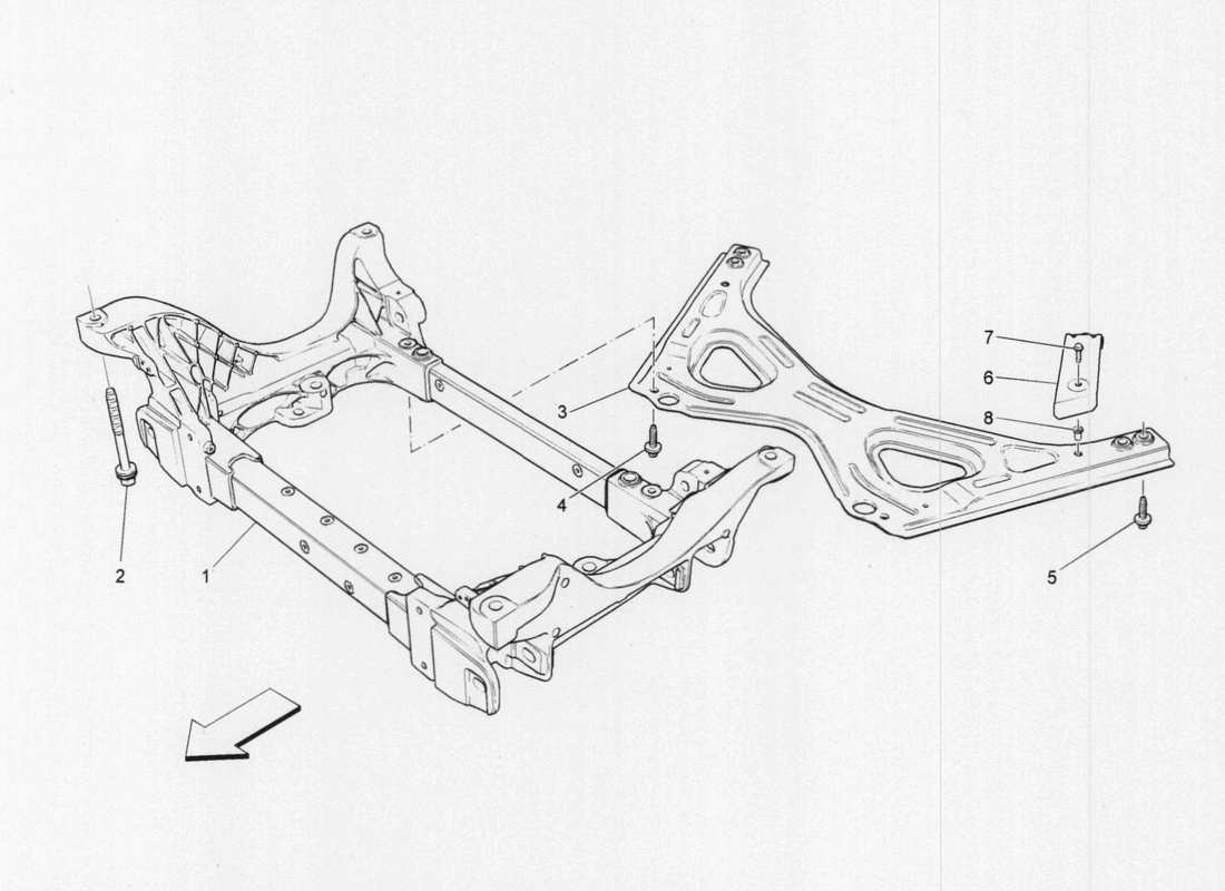 maserati qtp. v6 3.0 tds 275bhp 2017 diagrama de piezas del subchasis delantero