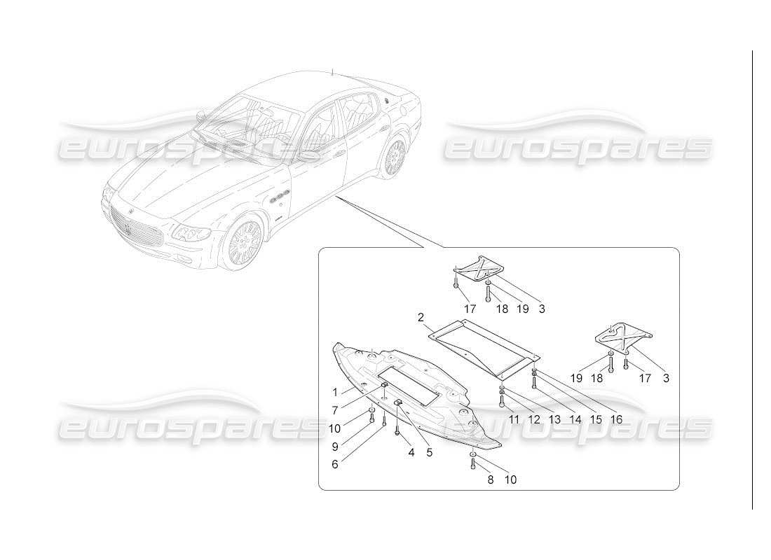 maserati qtp. (2007) 4.2 auto diagrama de piezas de protectores de bajos y pisos