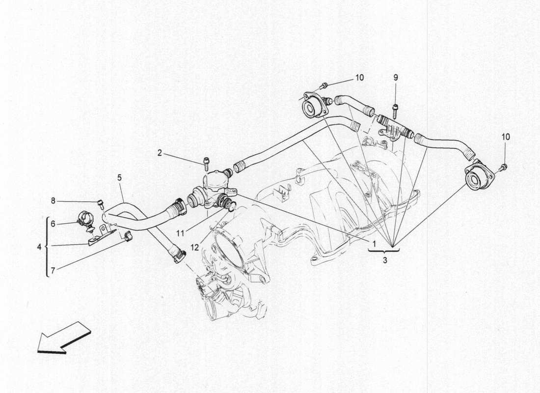 maserati qtp. v6 3.0 bt 410bhp 2015 diagrama de piezas del sistema de recirculación de vapores de aceite