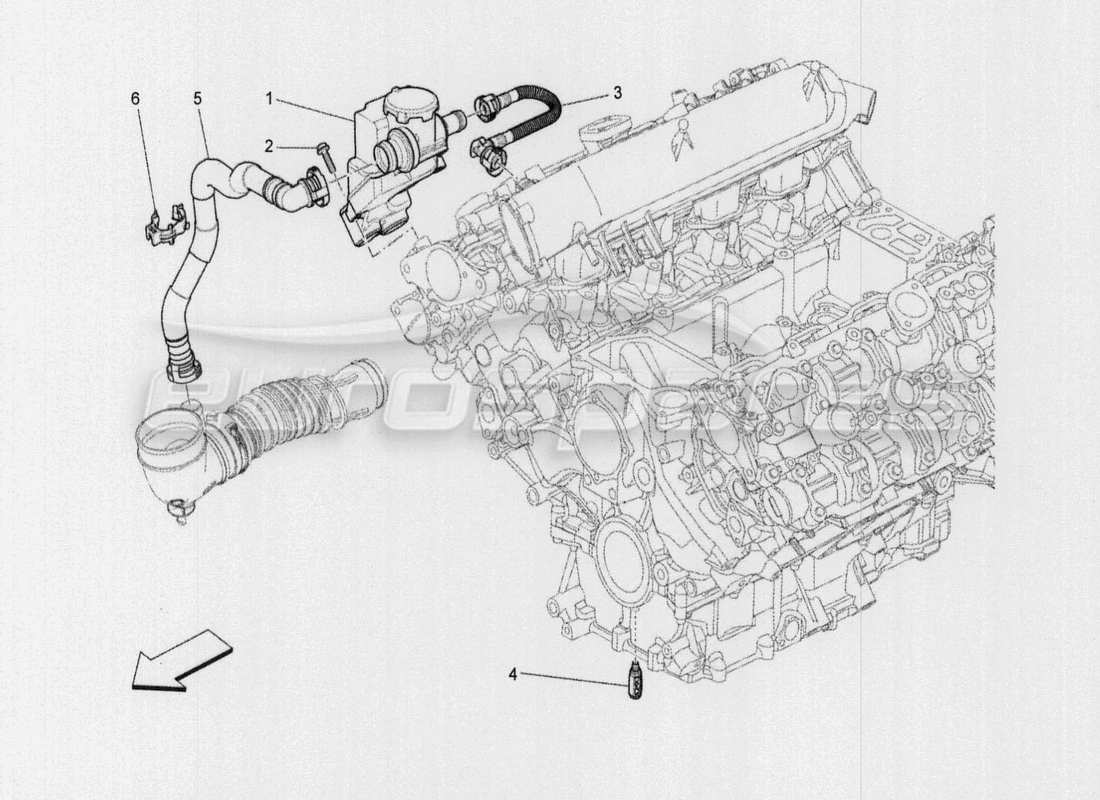 maserati qtp. v8 3.8 530bhp auto 2015 diagrama de piezas del sistema de recirculación de vapores de aceite