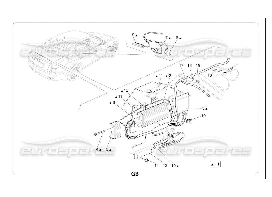 maserati qtp. (2007) 4.2 auto diagrama de piezas del sistema de alarma e inmovilizador