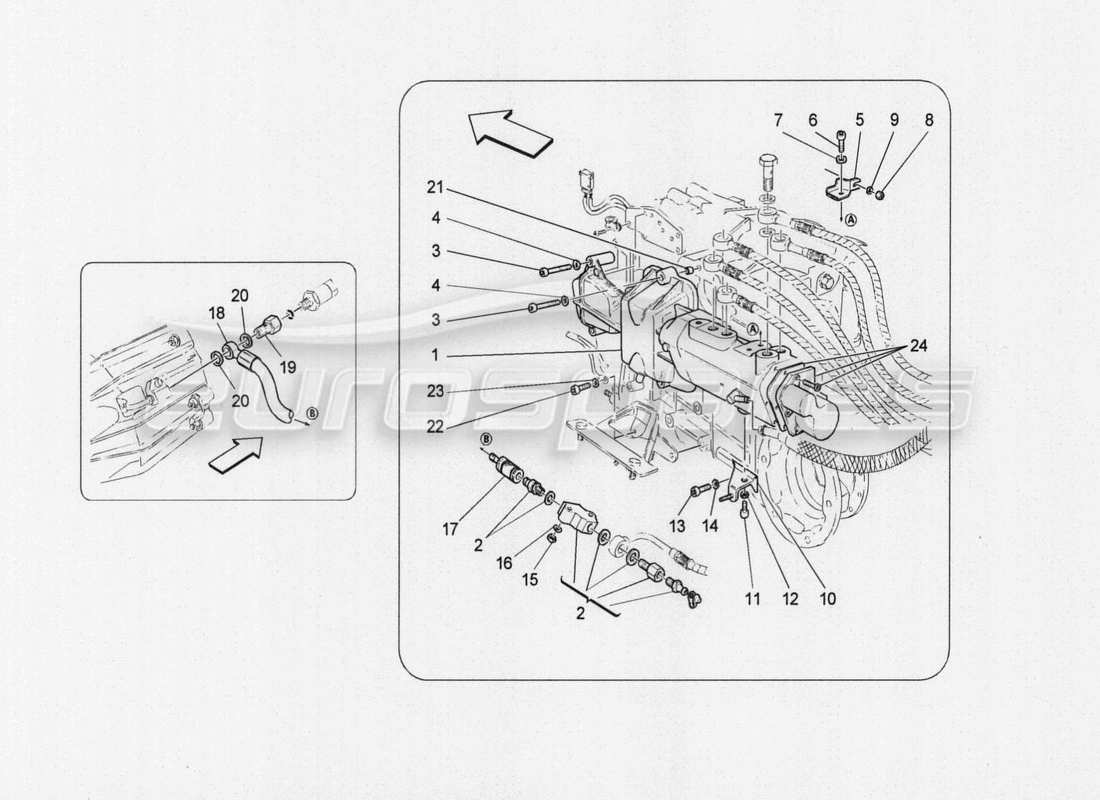 maserati granturismo special edition actuador hidráulico para diagrama de piezas de caja de cambios