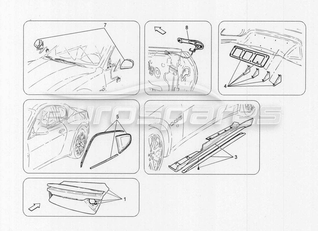 maserati granturismo special edition adornos y paneles de revestimiento diagrama de piezas