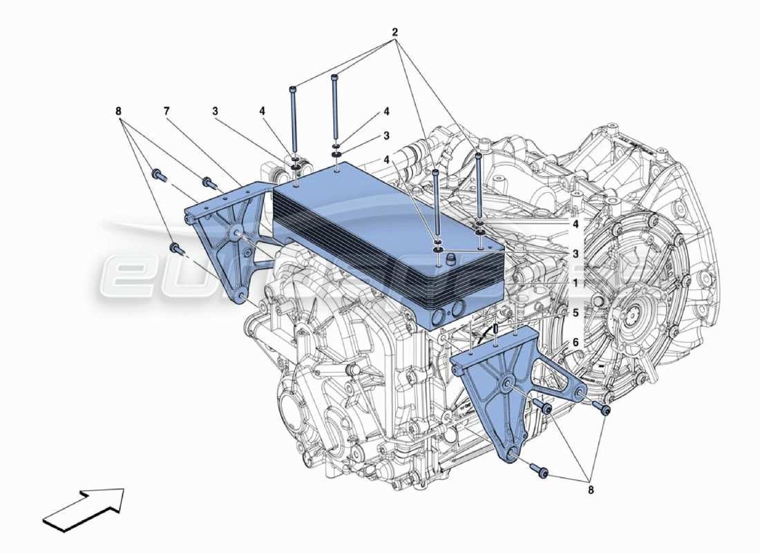 ferrari 488 challenge diagrama de piezas del refrigerador de la caja de cambios