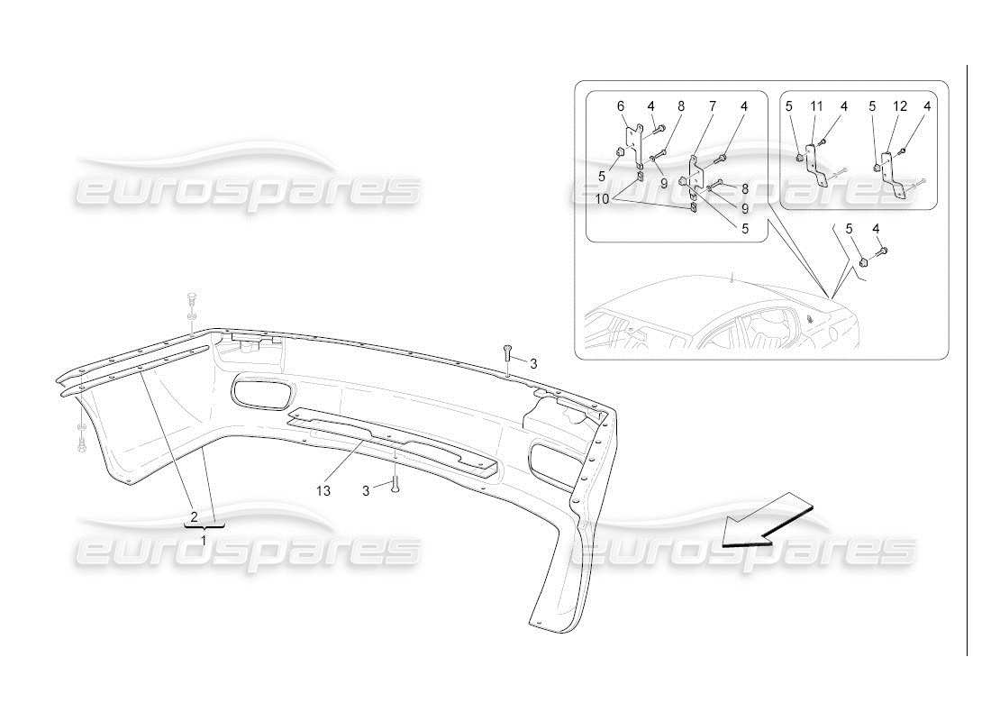 maserati qtp. (2007) 4.2 auto diagrama de piezas del parachoques trasero