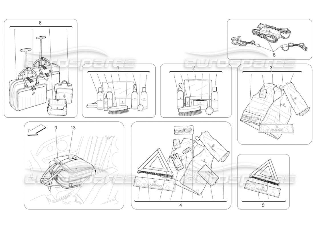 maserati grancabrio (2011) 4.7 diagrama de piezas de accesorios posventa