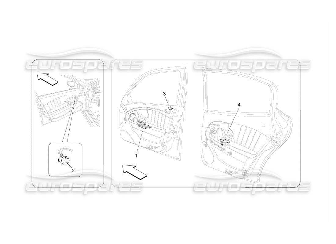 maserati qtp. (2007) 4.2 auto diagrama de piezas de dispositivos de puerta