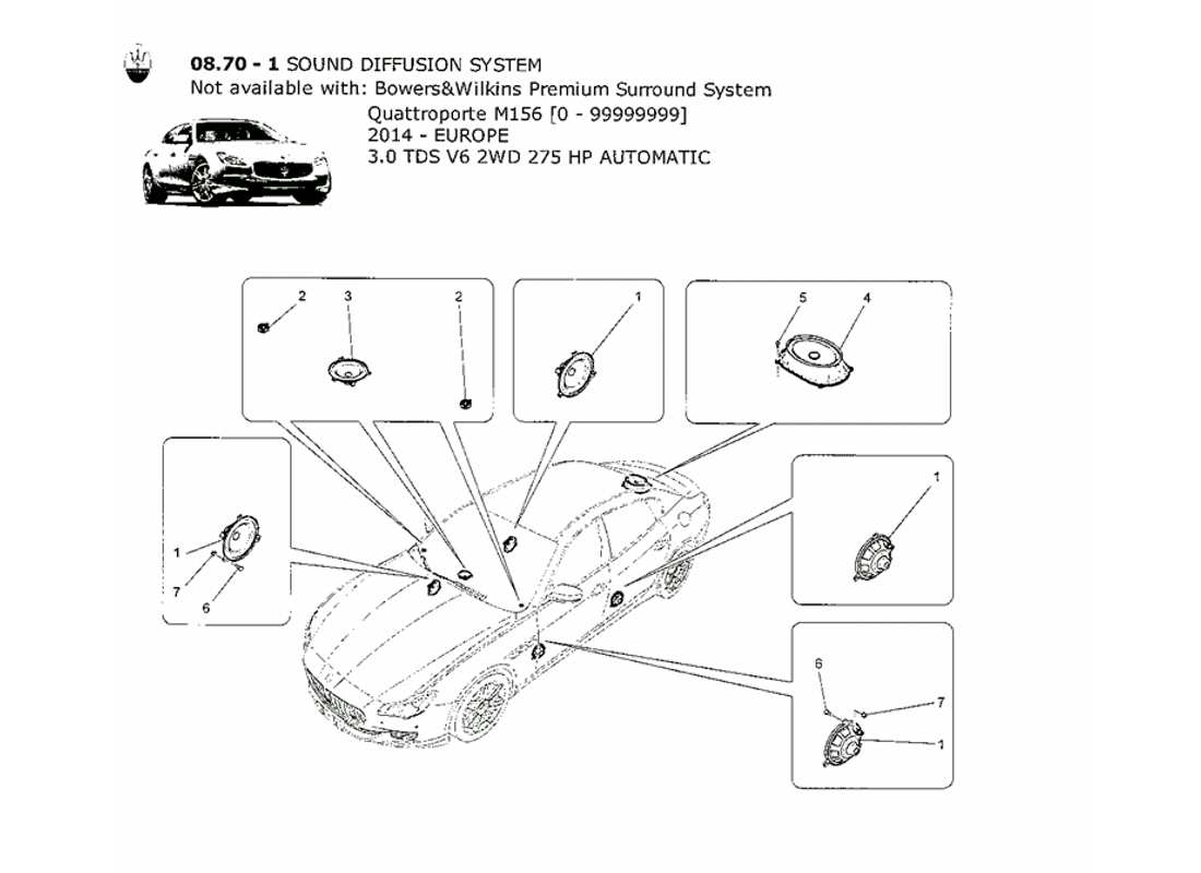 maserati qtp. v6 3.0 tds 275bhp 2014 diagrama de piezas del sistema de difusión de sonido