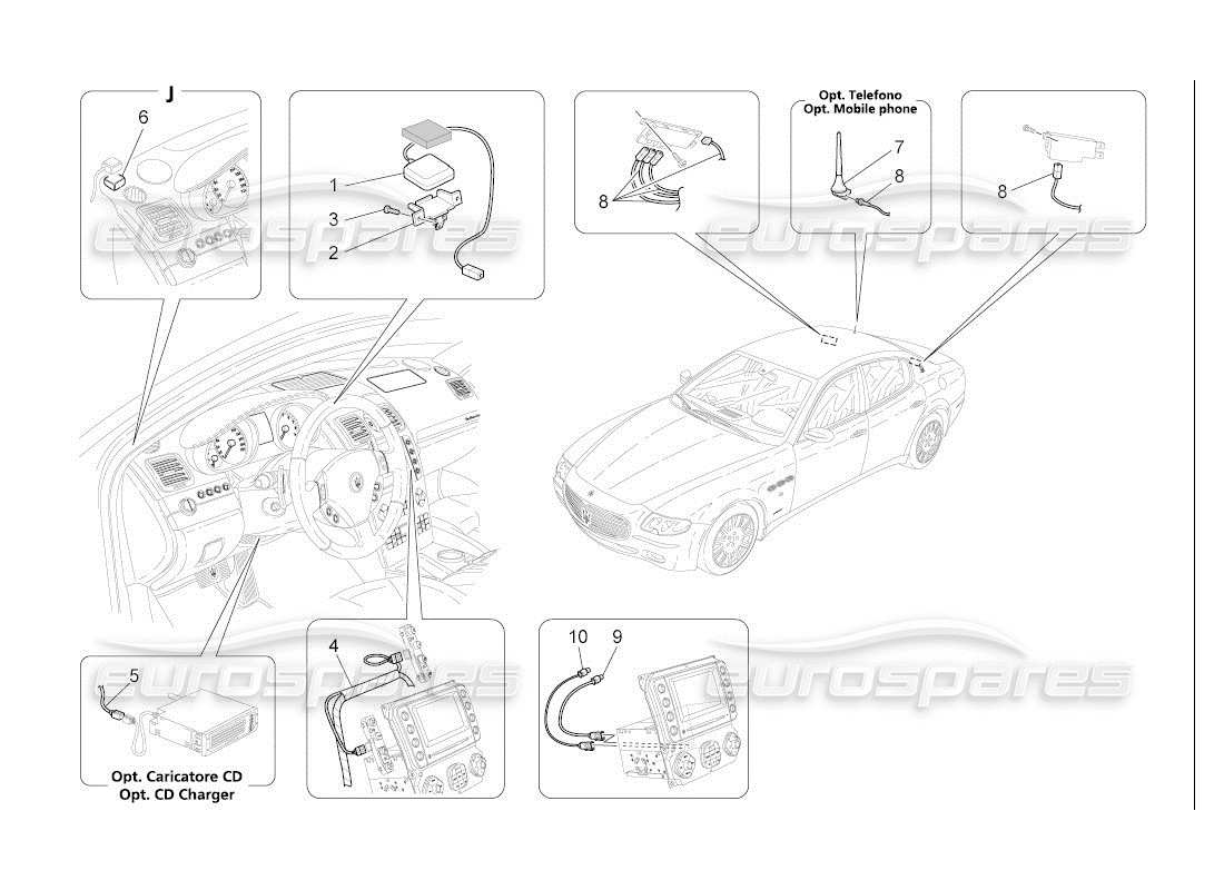 maserati qtp. (2007) 4.2 auto diagrama de piezas del sistema de recepción y conexión
