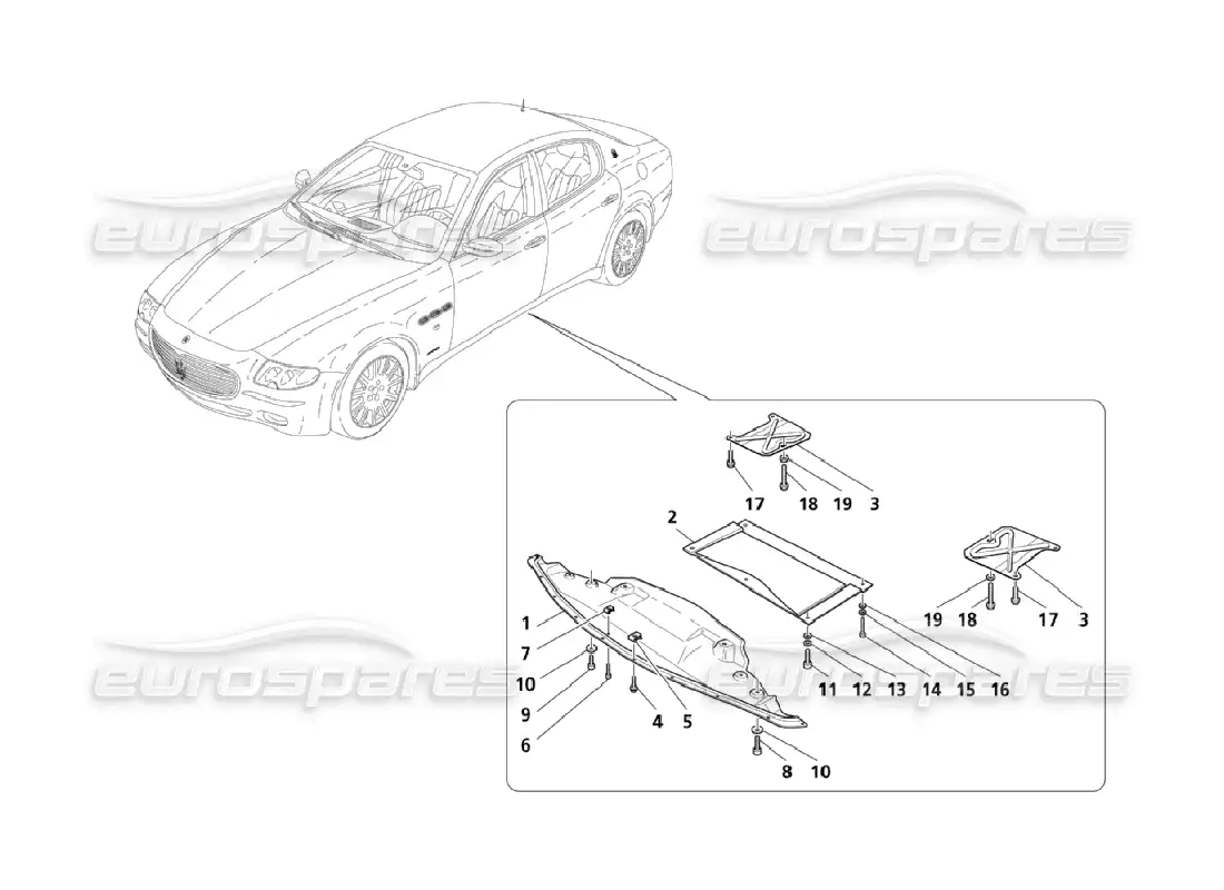 maserati qtp. (2006) 4.2 protectores planos para suelo y bajos diagrama de piezas