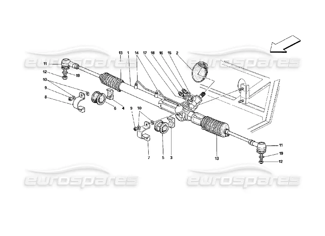 ferrari mondial 3.4 t coupe/cabrio hydraulic steering box and linkage diagrama de piezas