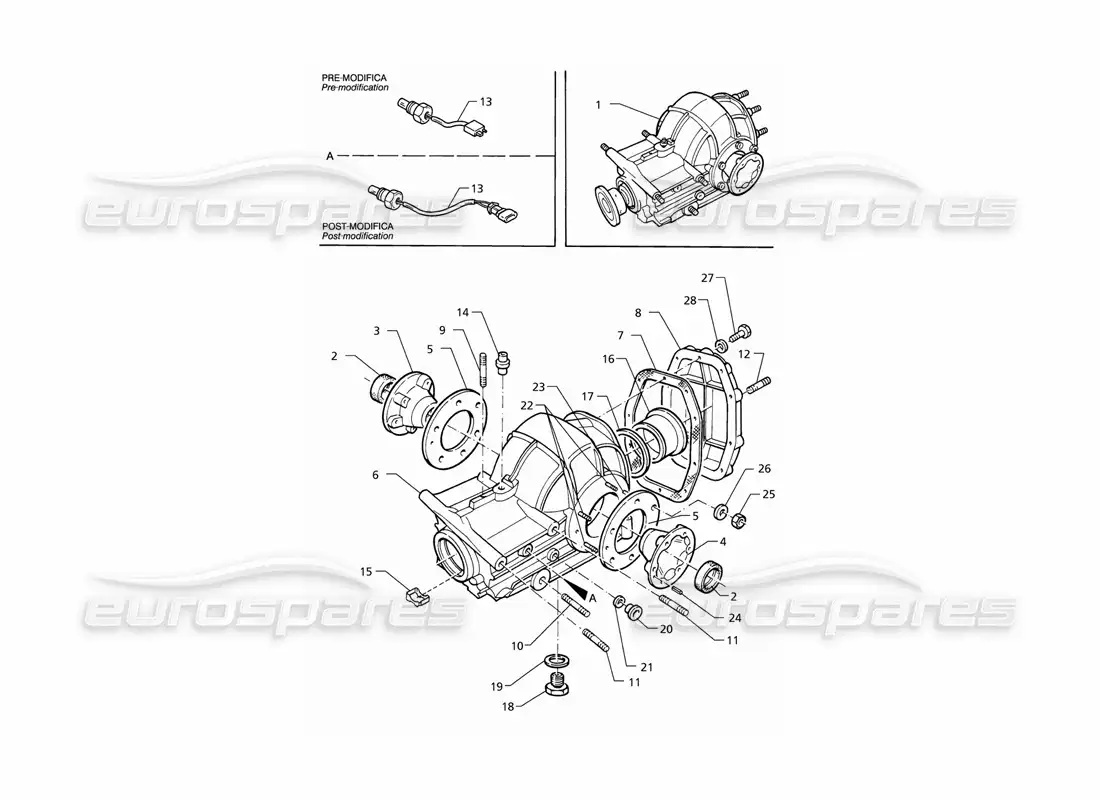 maserati qtp v6 (1996) piezas externas del diferencial diagrama de piezas