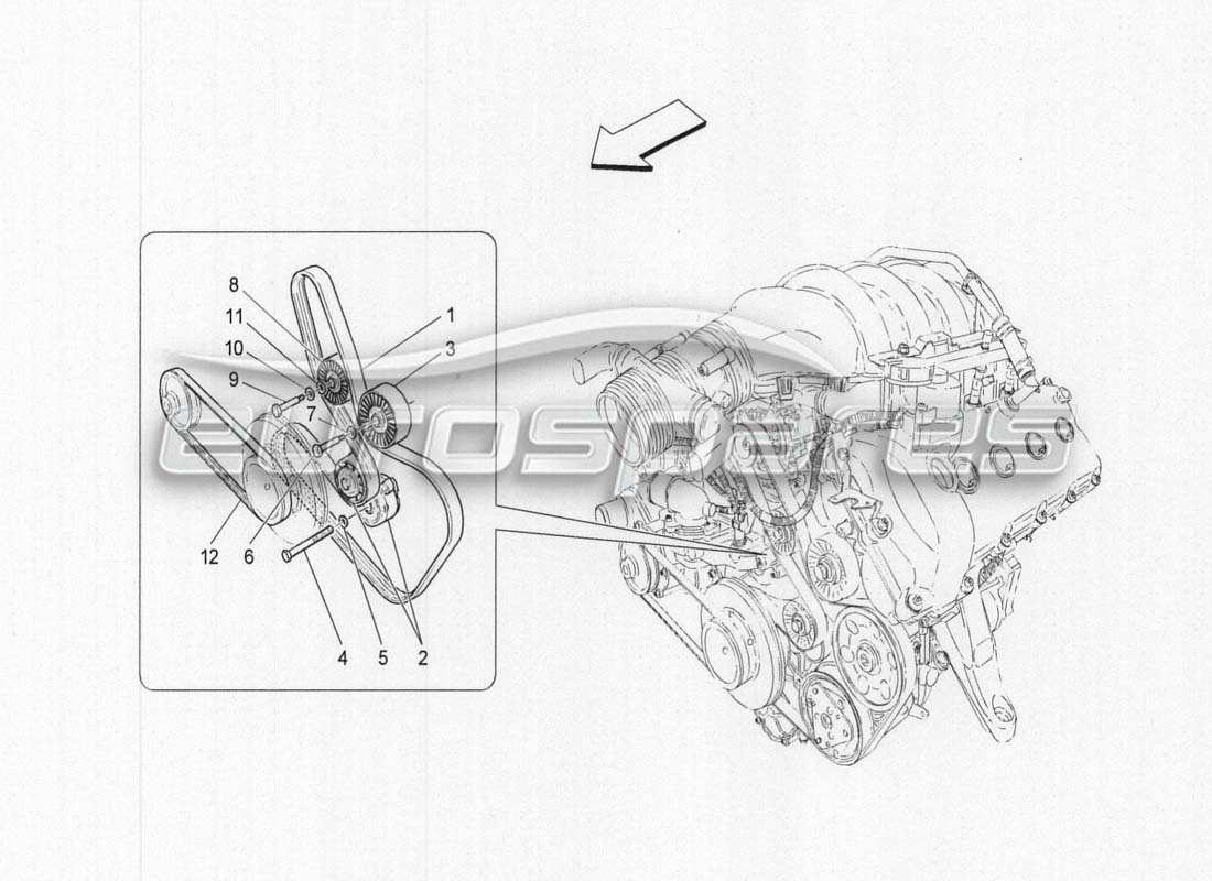 maserati grancabrio mc centenario cinturones auxiliares diagrama de piezas