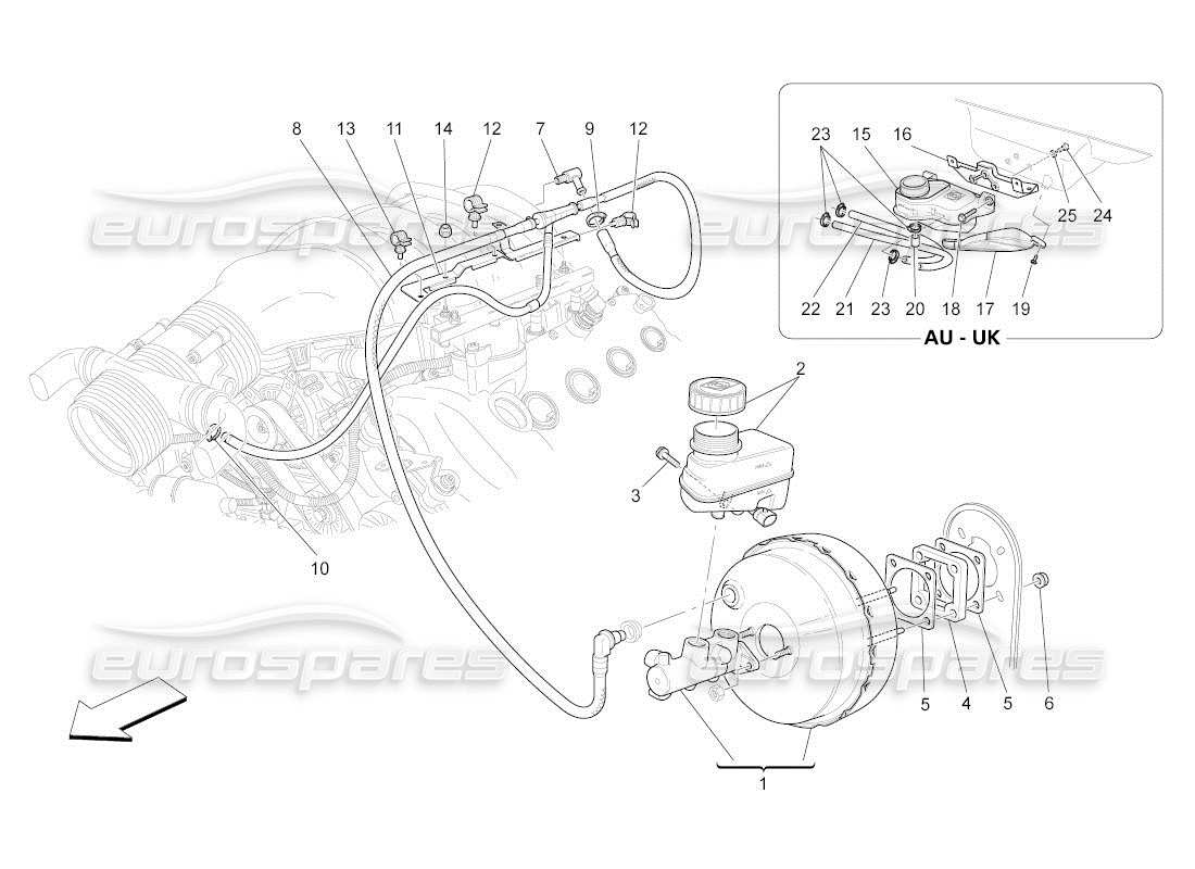 maserati qtp. (2011) 4.7 auto diagrama de piezas del servosistema de freno