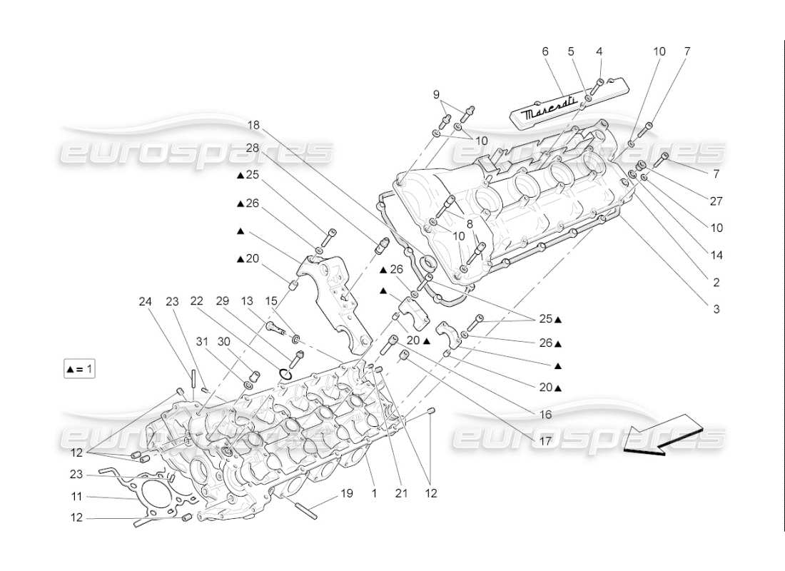 maserati qtp. (2007) 4.2 f1 culata izquierda diagrama de piezas