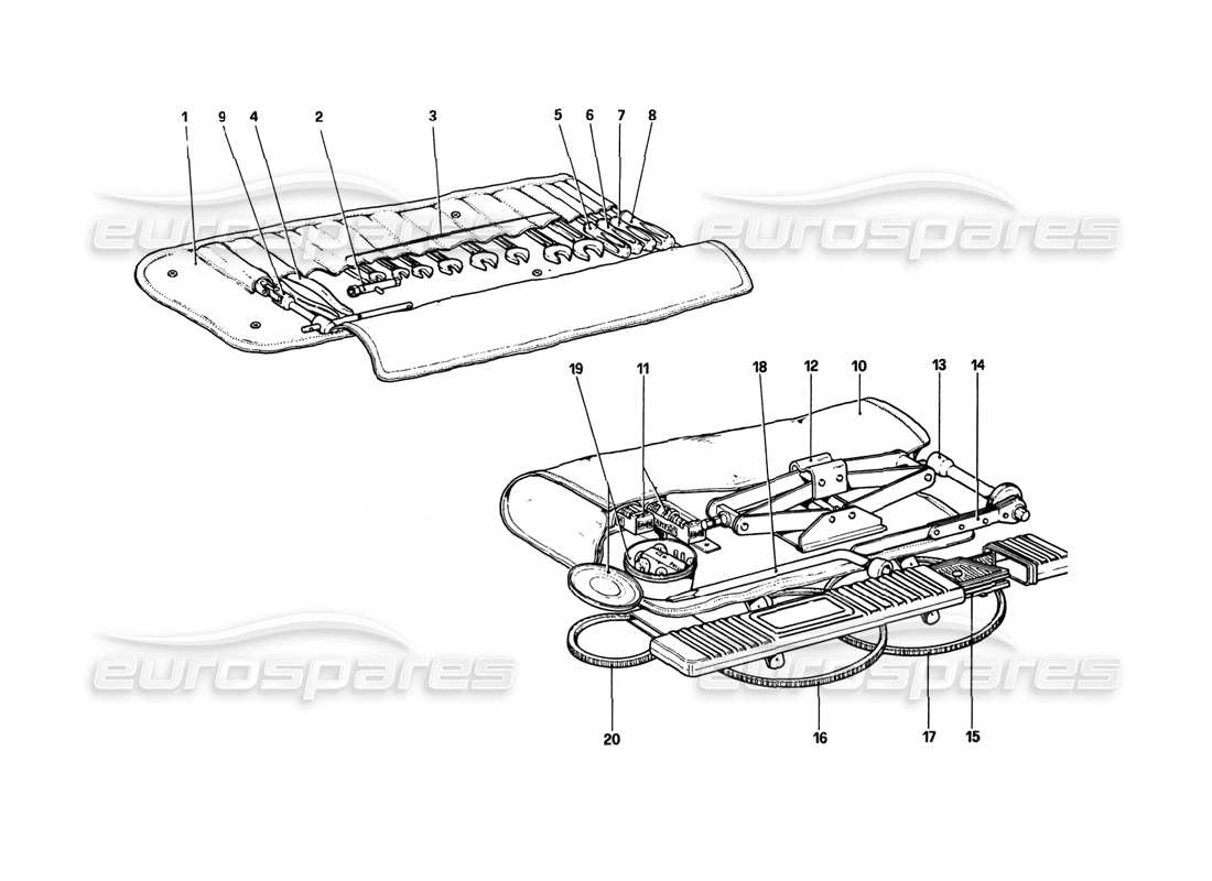 ferrari 308 gtb (1980) kit de herramientas diagrama de piezas