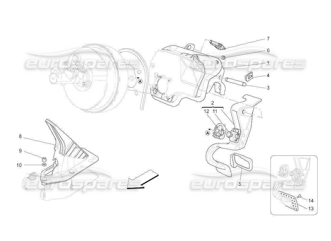 maserati qtp. (2011) 4.7 auto diagrama de piezas completo de la unidad de pedalera