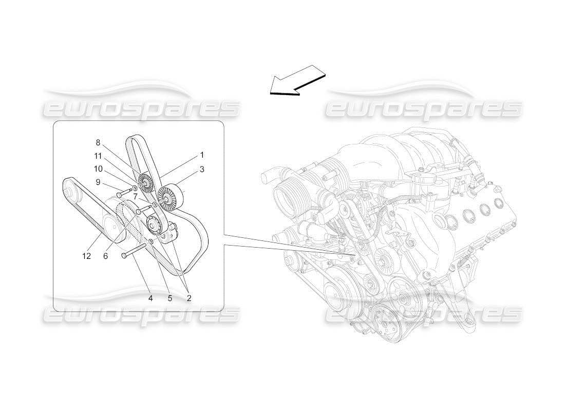 maserati qtp. (2010) 4.2 auto diagrama de piezas de correas de dispositivos auxiliares