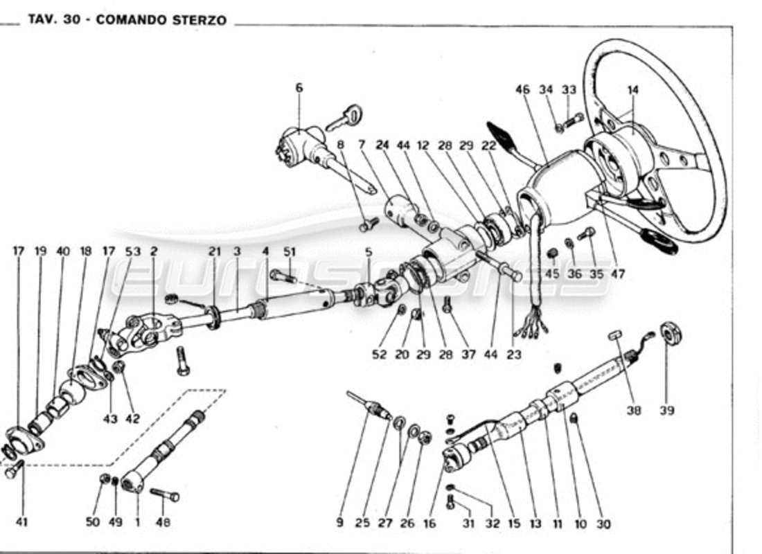 ferrari 246 gt series 1 control de dirección diagrama de piezas