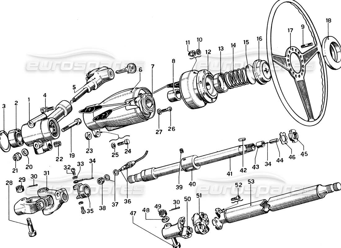 ferrari 330 gtc coupe columna de dirección diagrama de piezas