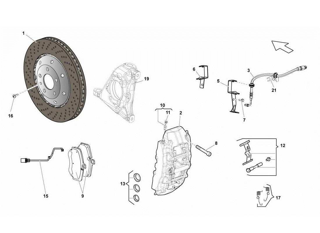 lamborghini gallardo lp560-4s update discos de freno delantero ccb diagrama de piezas