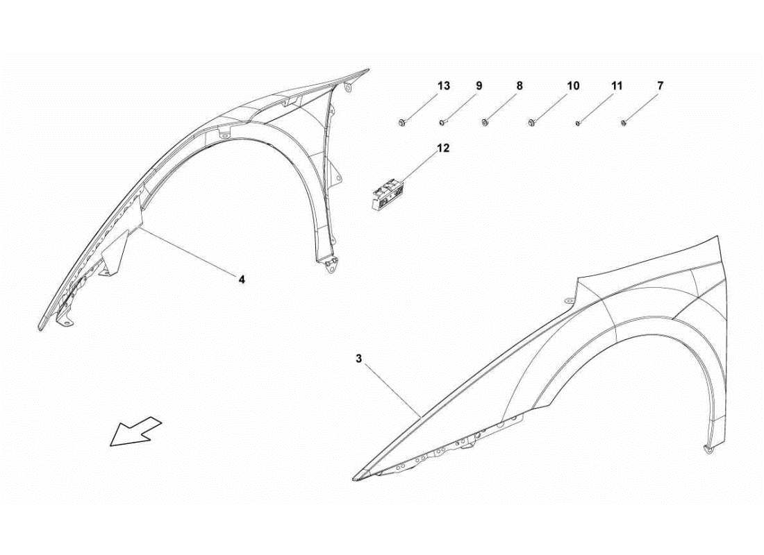 lamborghini gallardo sts ii sc guardabarros delantero diagrama de piezas