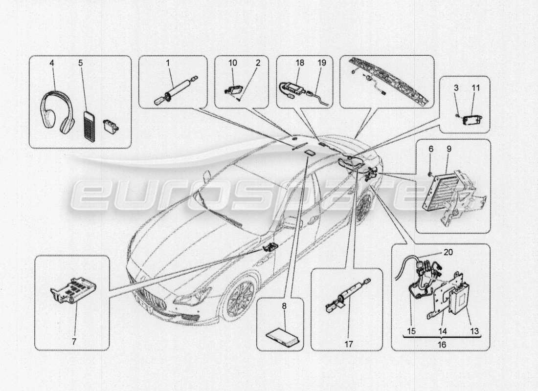 maserati qtp. v8 3.8 530bhp auto 2015 diagrama de piezas del sistema de difusión de sonido