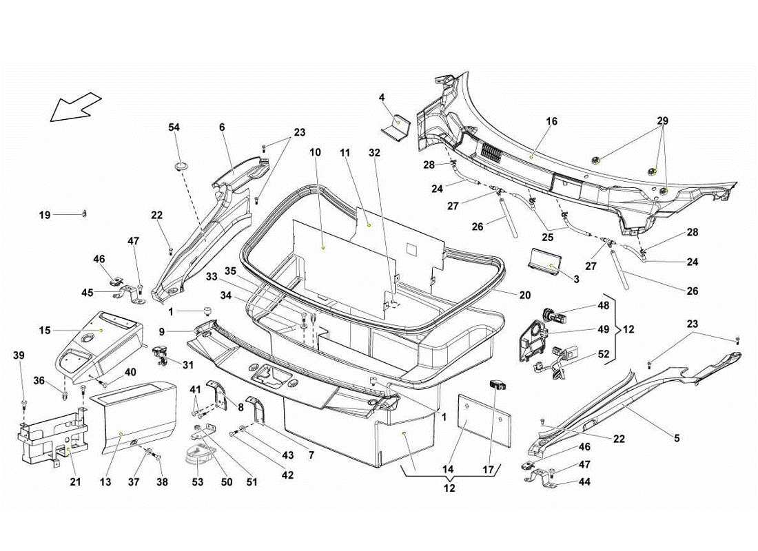 lamborghini gallardo lp560-4s update embellecedores para maletero de equipaje diagrama de piezas