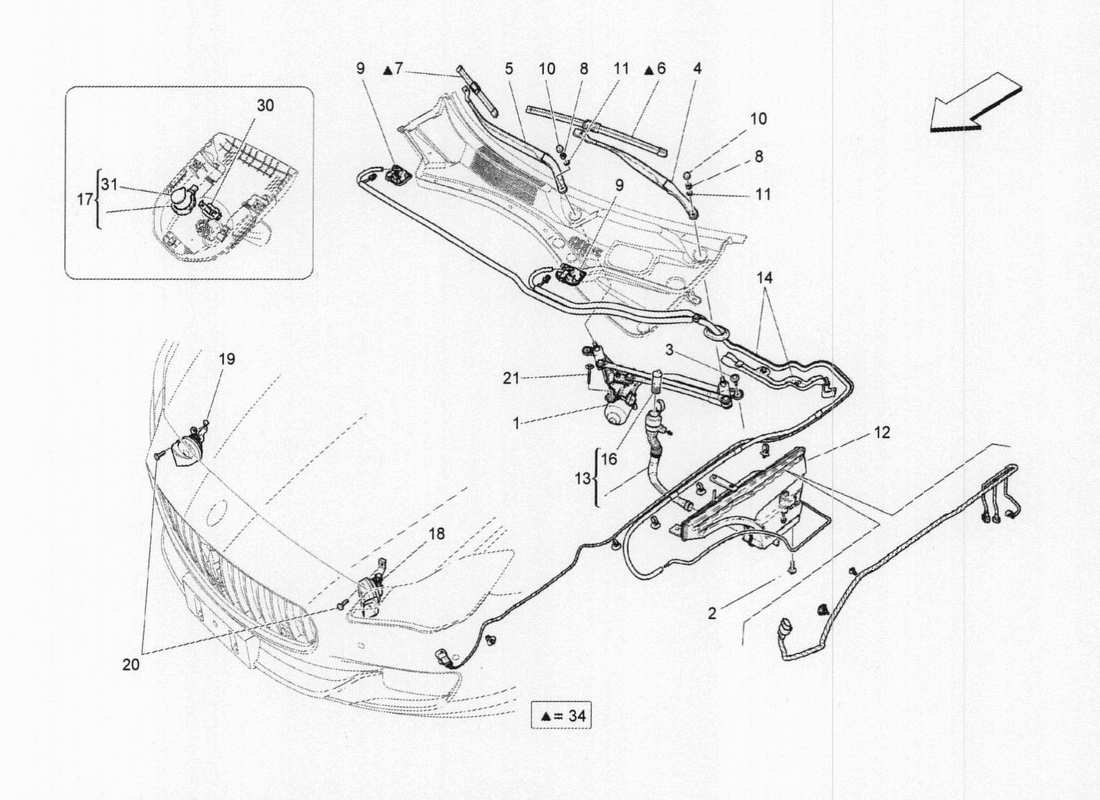maserati qtp. v6 3.0 tds 275bhp 2017 diagrama de piezas de dispositivos externos del vehículo
