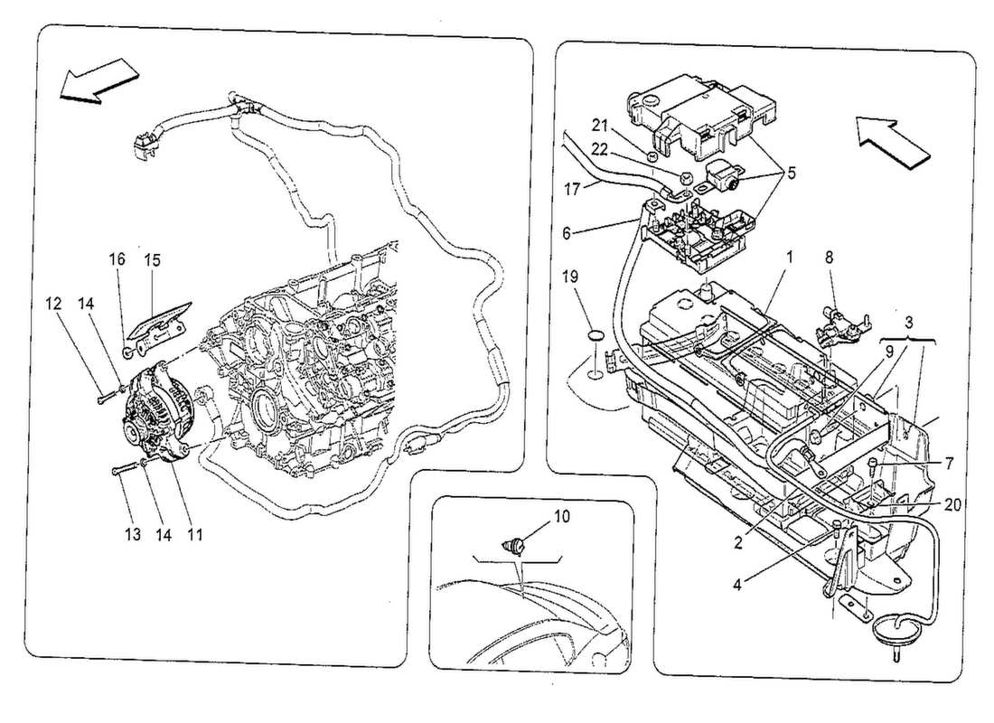 maserati qtp. v8 3.8 530bhp 2014 diagrama de partes de generación y acumulación de energía