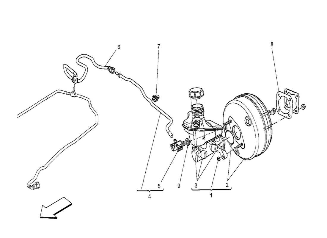 maserati qtp. v8 3.8 530bhp 2014 diagrama de piezas del sistema break servo