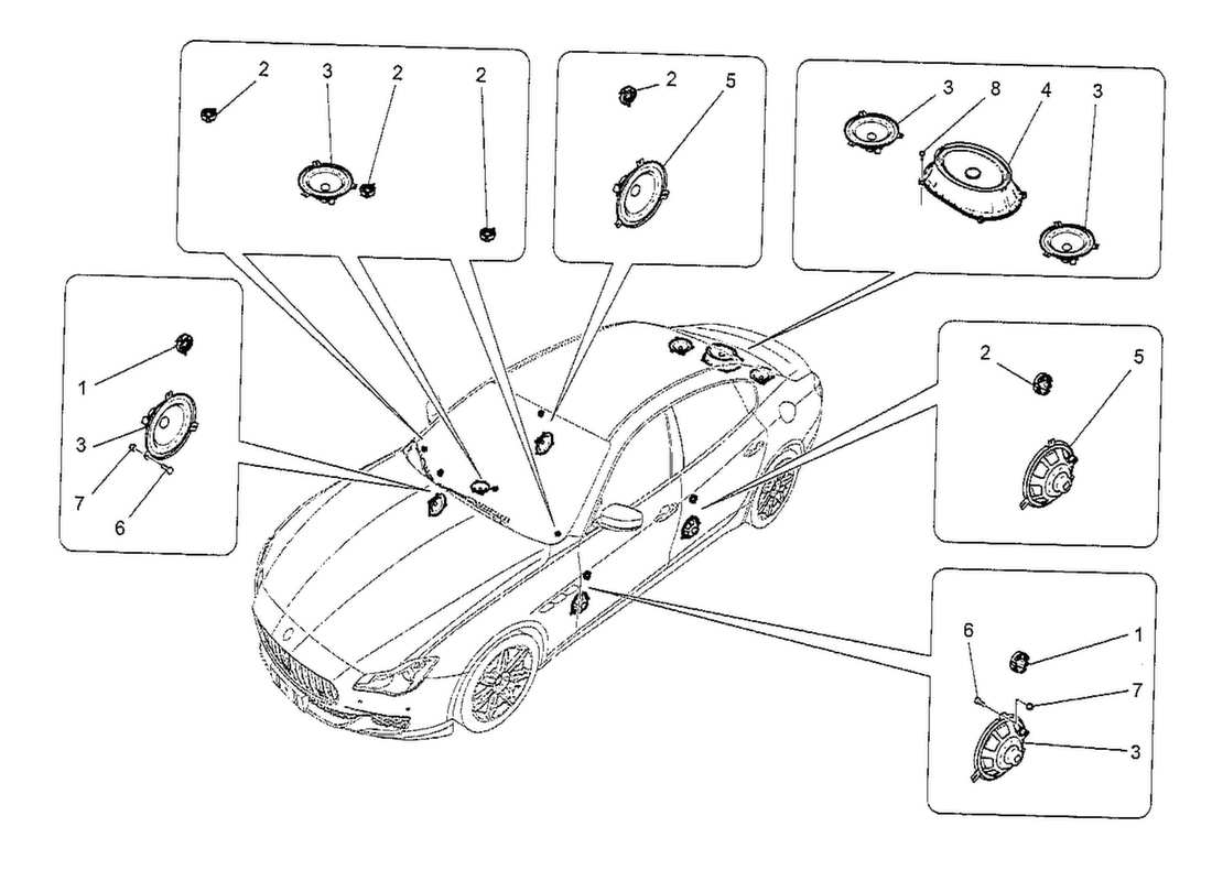 maserati qtp. v8 3.8 530bhp 2014 diagrama de piezas del sistema de difusión de sonido