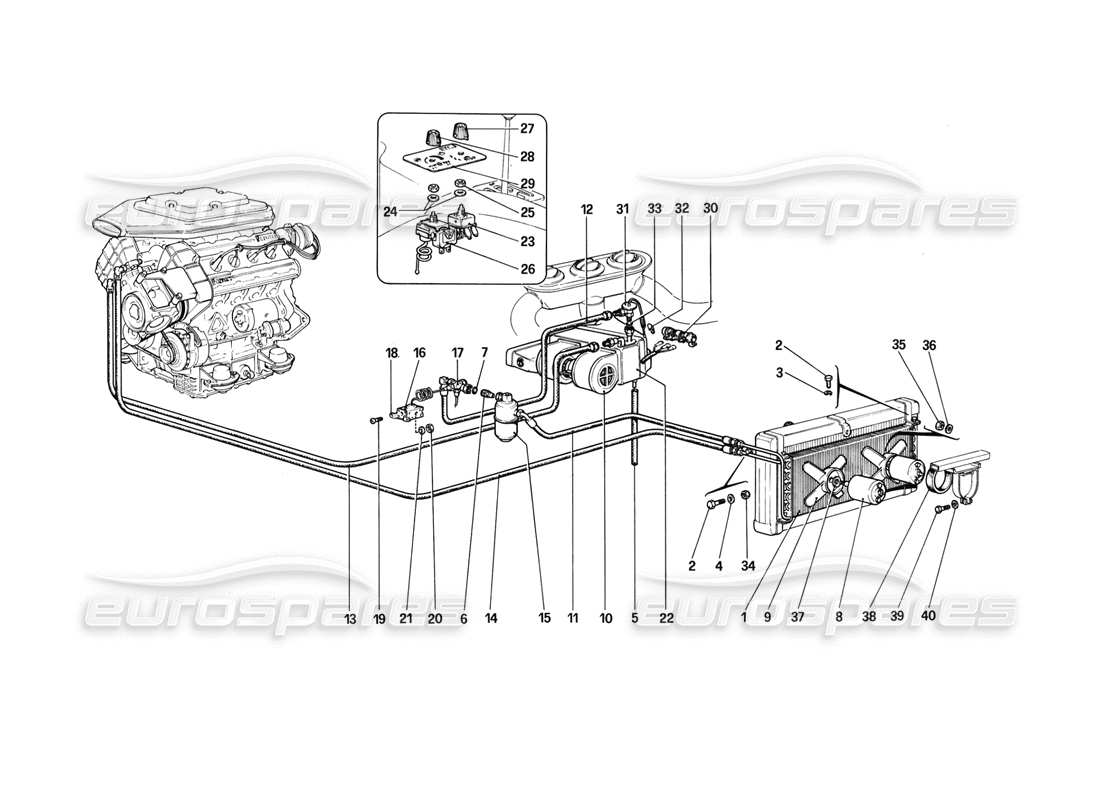 ferrari 308 (1981) gtbi/gtsi sistema de aire acondicionado diagrama de piezas