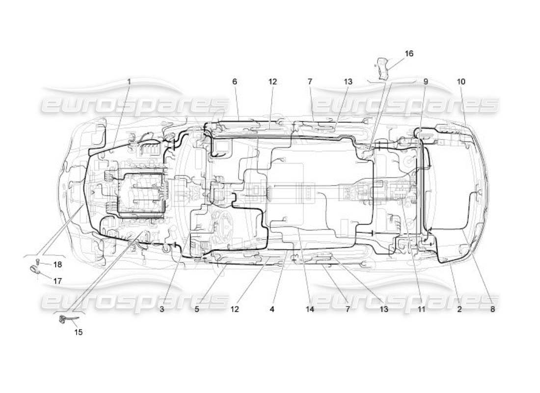 maserati qtp. (2005) 4.2 diagrama de piezas de cableado principal