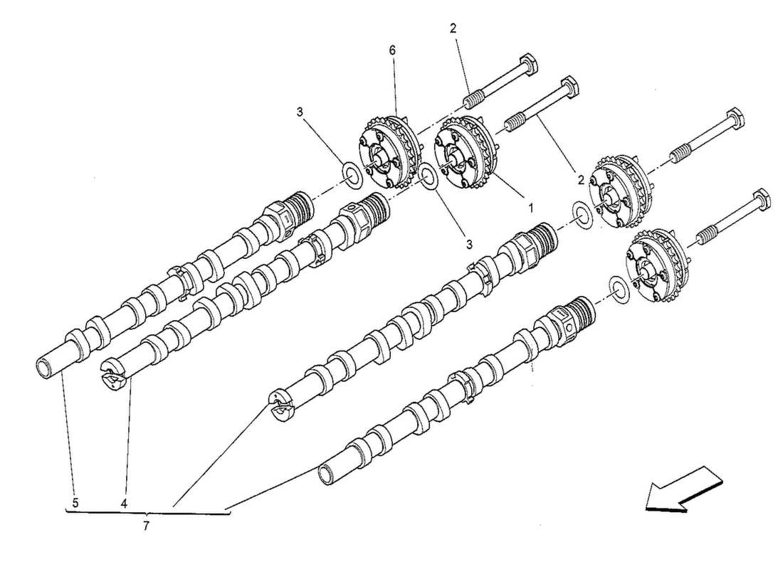 maserati qtp. v8 3.8 530bhp 2014 diagrama de piezas del árbol de levas de la culata derecha