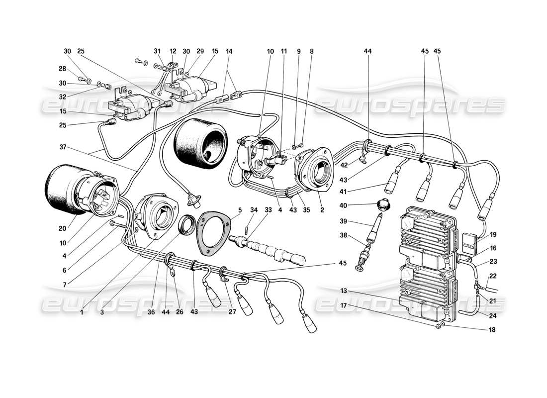 ferrari mondial 8 (1981) encendido del motor diagrama de piezas