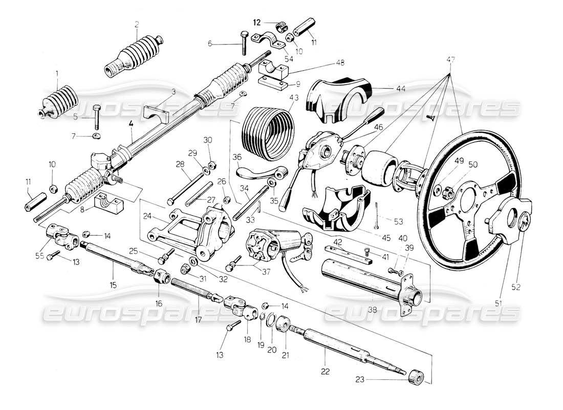 lamborghini countach 5000 qv (1985) steering (valid for qv variation - january 1987) diagrama de piezas