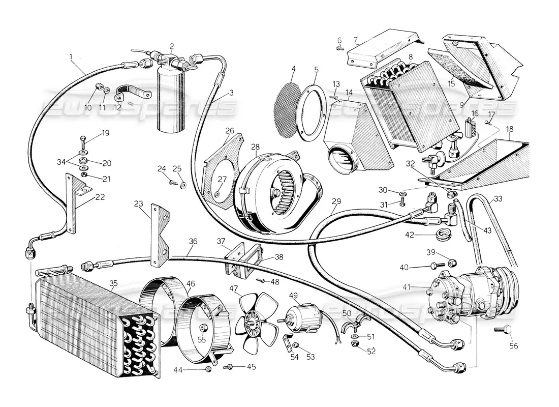 lamborghini countach 5000 qv (1985) aire acondicionado diagrama de piezas
